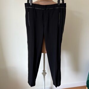 Vince Side Strapping Tuxedo Stripe Black Stretch Wool Ankle Pant Trousers NWT 6